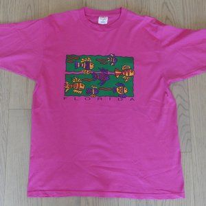 FL Robinson 1990's Florida Fish Pink XLarge T-Shirt